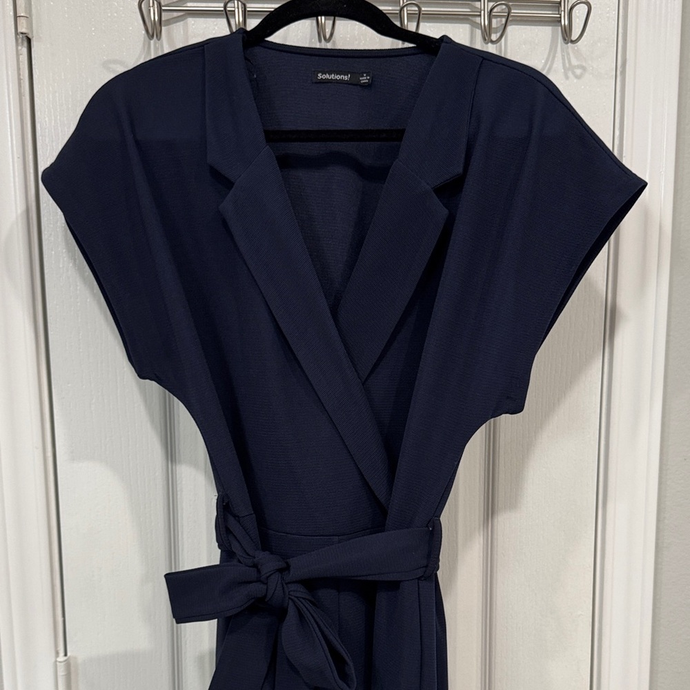 Navy Blue Belted Jumpsuit